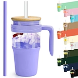 Reusable Glass Tumbler with Handle for convenient on-the-go drinking